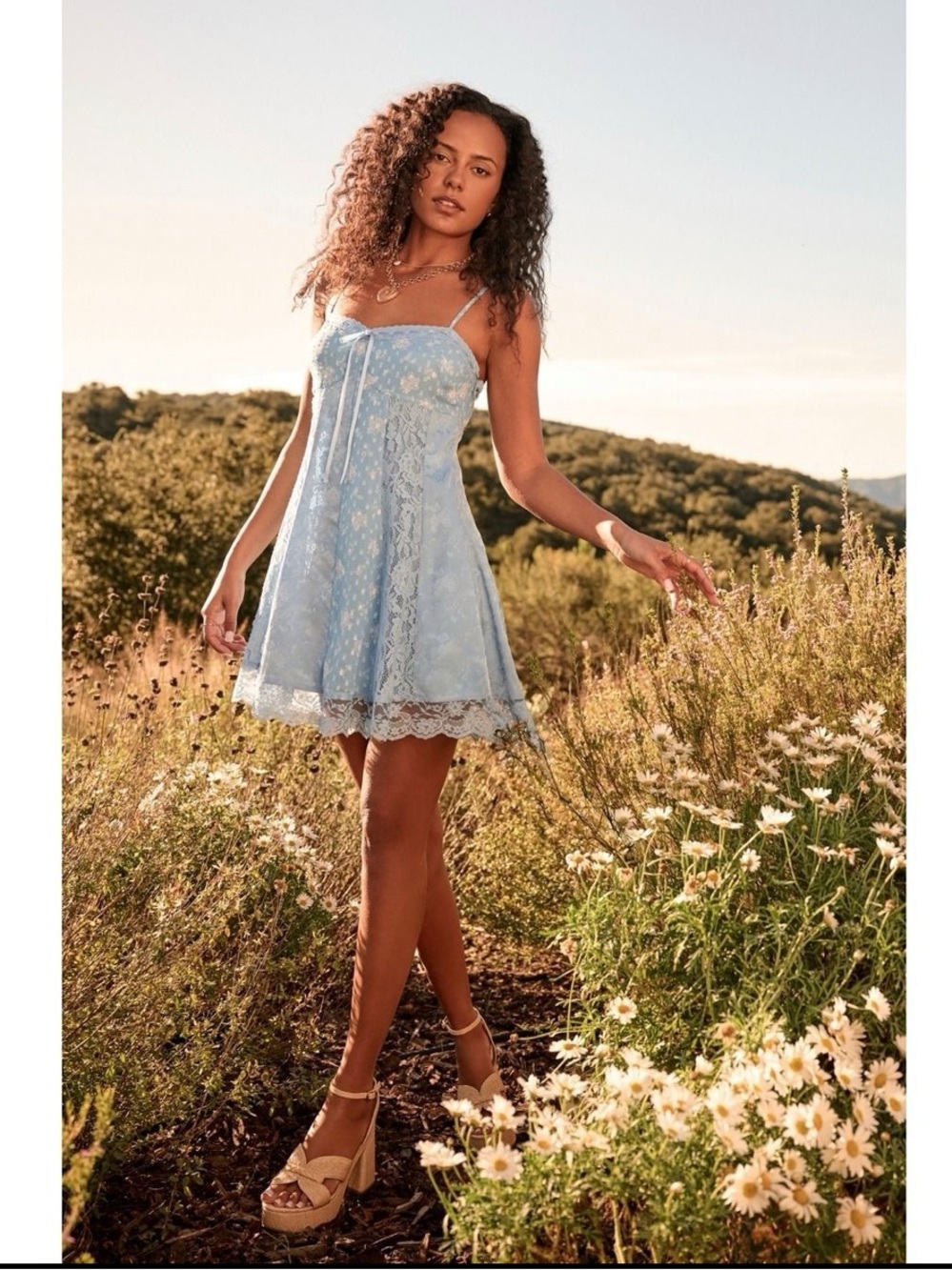 NWT Altar’d State Jodi Floral Lace Patchwork Fairycore Mini Dress